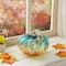 Glitzhome® Small Glitter Glass Pumpkin, Blue & Gold